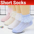 Lace Ruffle Frilly Short Socks for Girls Ankle Length M Size Fits 4-6 Years - White