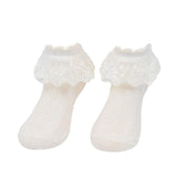 Lace Ruffle Frilly Short Socks for Girls Ankle Length S Size Fits 1-3 Years - Yellow