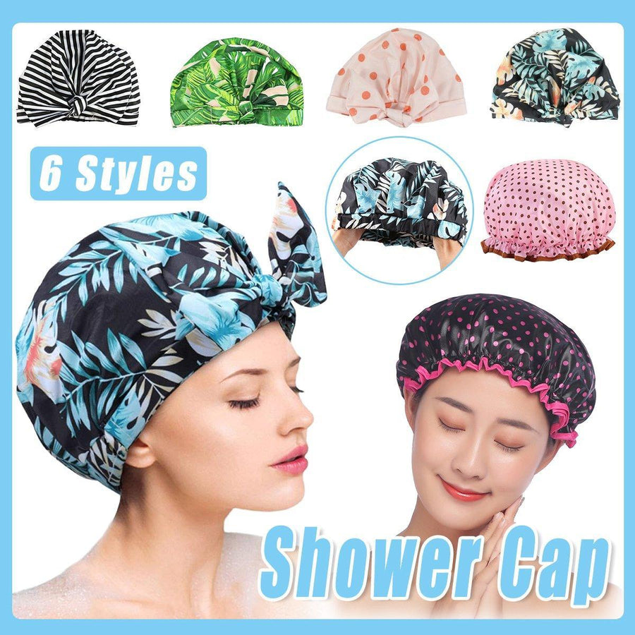 Woman Shower Cap Reusable Long Hair Large Turban Bathroom Waterproof Hair Cap - Streak