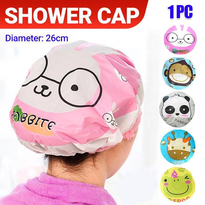 Reusable Women Girls Hair Wrap Waterproof Shower Bath Shower Cap Hat - Panda