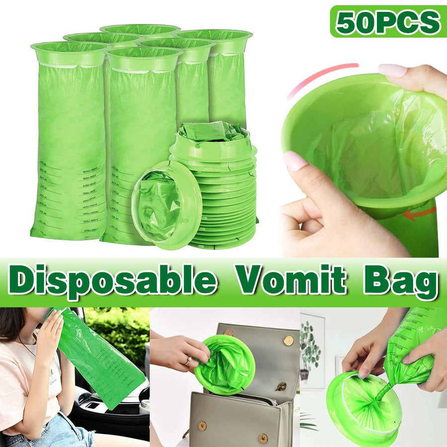 50PCS Motion Sickness Bags Portable Car Travel Vomit Bags for Morning Nausea