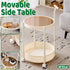 Movable Side Table Rolling Caster Wheels 2 Tier for Living Room