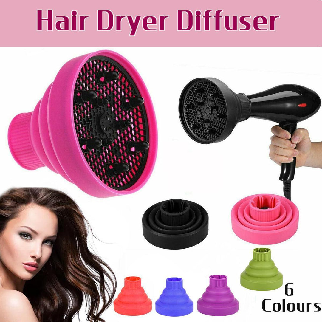 Foldable Hair Dryer Diffuser Universal Silicone Nozzle for Curly Hair Styling - Blue
