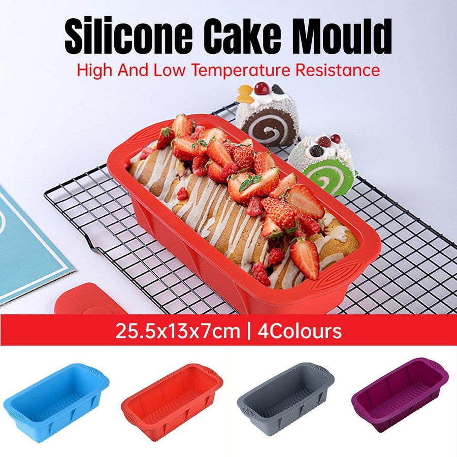 High Temperature Resistant Rectangular Silicone Cake Mold Baking Pan for Kitchen - Red