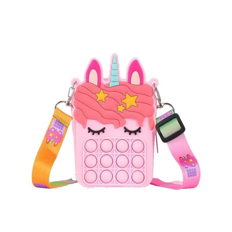 Pop It Shoulder Bag For Girls And Women Unicorn Pop Purse Bags - Pink