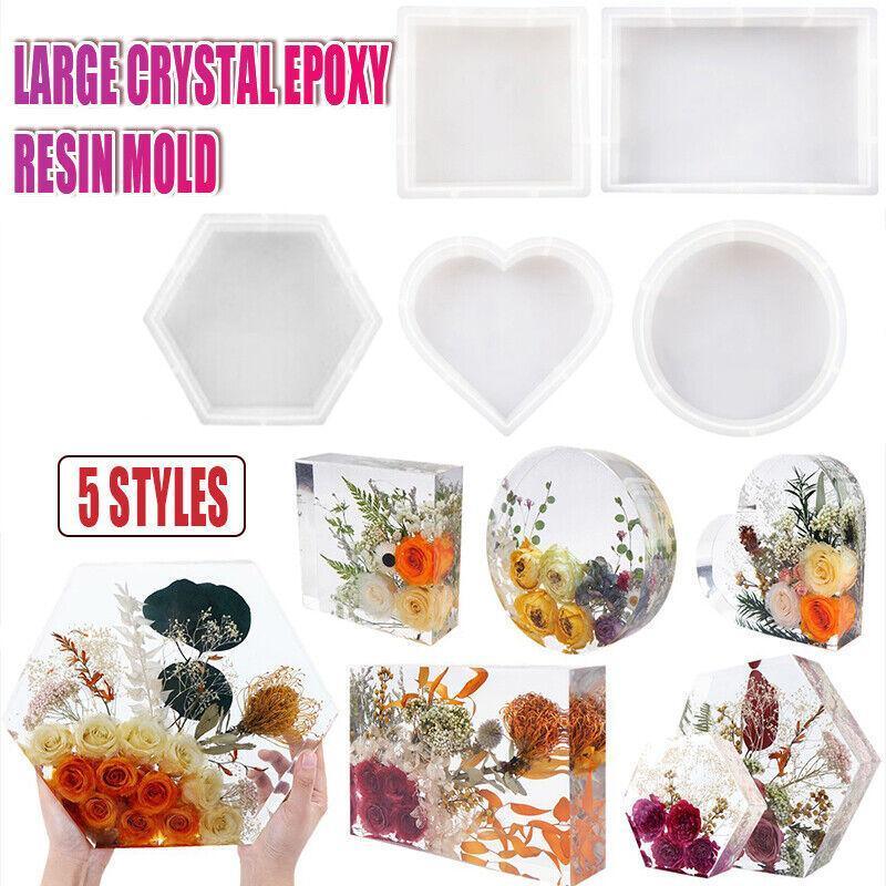 New Large Crystal Epoxy Resin Mold Geometry Cube Specimen Love Heart Round Mould - Rectangle