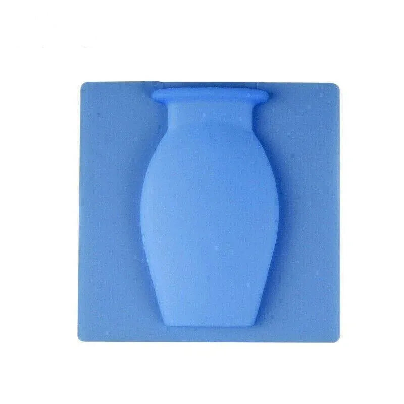1PC Stick-On Silicone Vase Wall Sticker Reusable Window Flower Decal Pot Decor - Blue