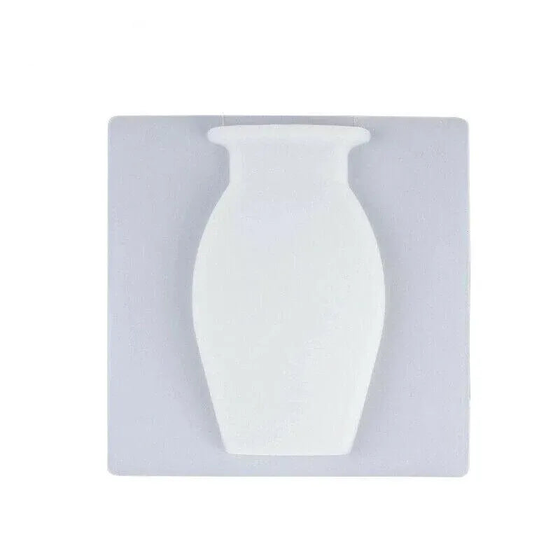 1PC Stick-On Silicone Vase Wall Sticker Reusable Window Flower Decal Pot Decor - White