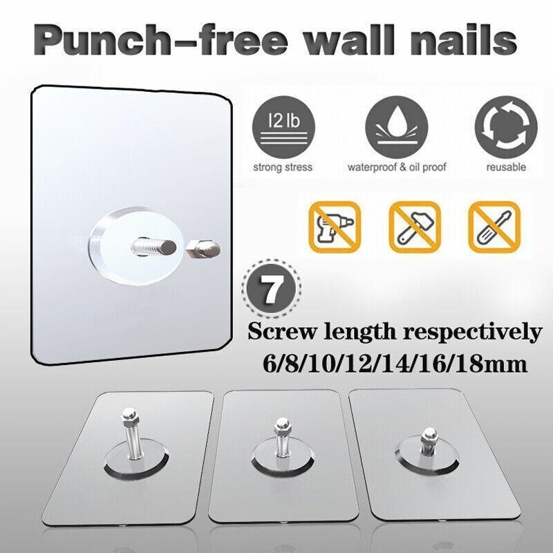 10X Punch-Free Adhesive Wall Hanging Hooks - 12mm