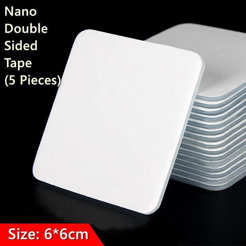 Nano Double Sided Tape Clear Adhesive Traceless Gel Pad 6x6cm Reusable Anti Slip - 10 PCS