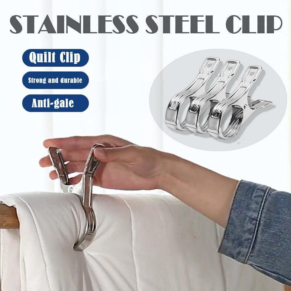 Large Stainless Steel Clothes Pegs Hanging Clip Laundry Windproof Clamp - 12cm *12 PCS