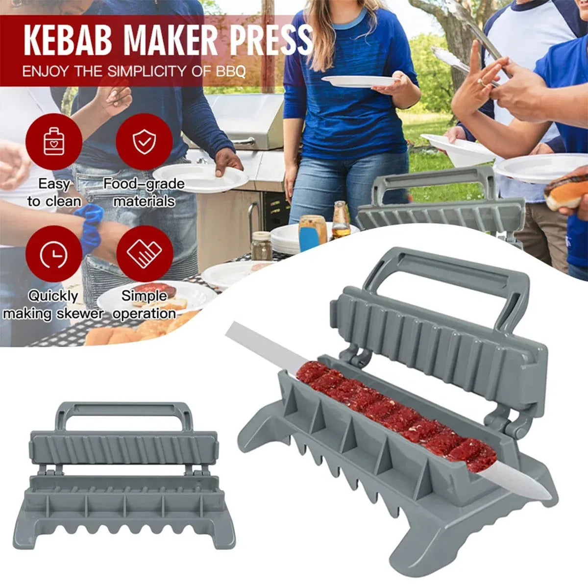 Portable Folding Kebab Skewer Maker BBQ Meat Kabob Press Outdoor Cooking Tool