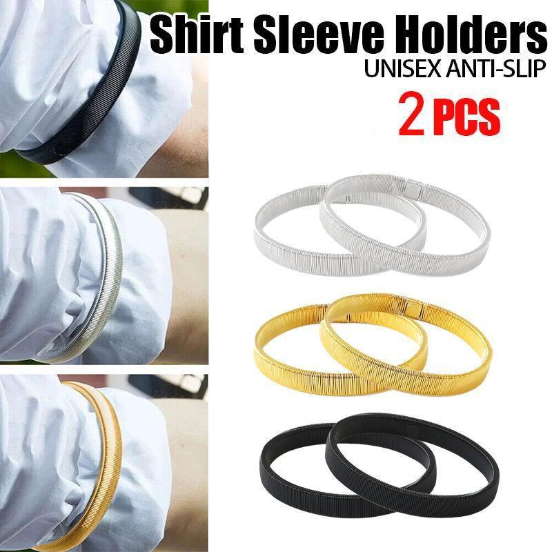 Unisex Anti-Slip Shirt Sleeve Holders Fashion Elastic Armbands Hold Ups Garter - Black