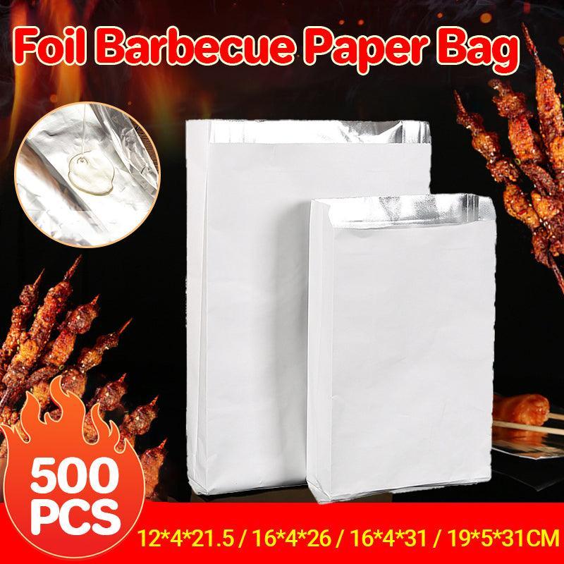 Aluminum Foil Lined Chips Bbq Chicken Paper Bags Disposable Greaseproof Takeaway - 16*4*31-500PCS