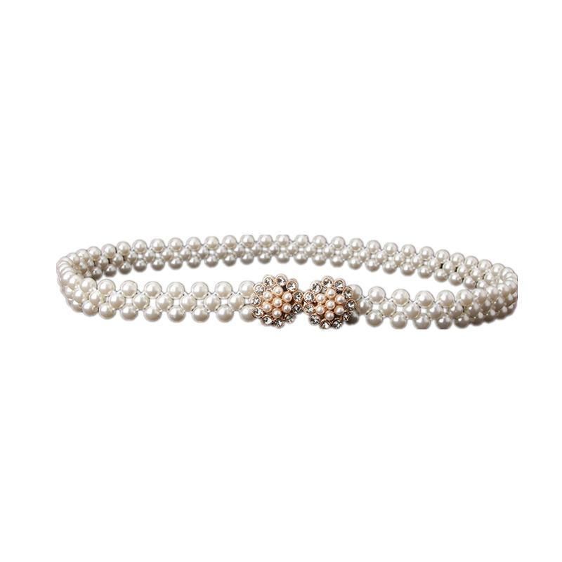 Women's Bead Chain Belt Pearl Waist Chain Dress Decorative Belt Waistband 8C - 8131