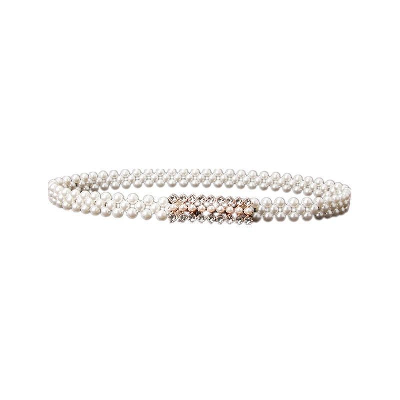 Women's Bead Chain Belt Pearl Waist Chain Dress Decorative Belt Waistband 8C - 8129