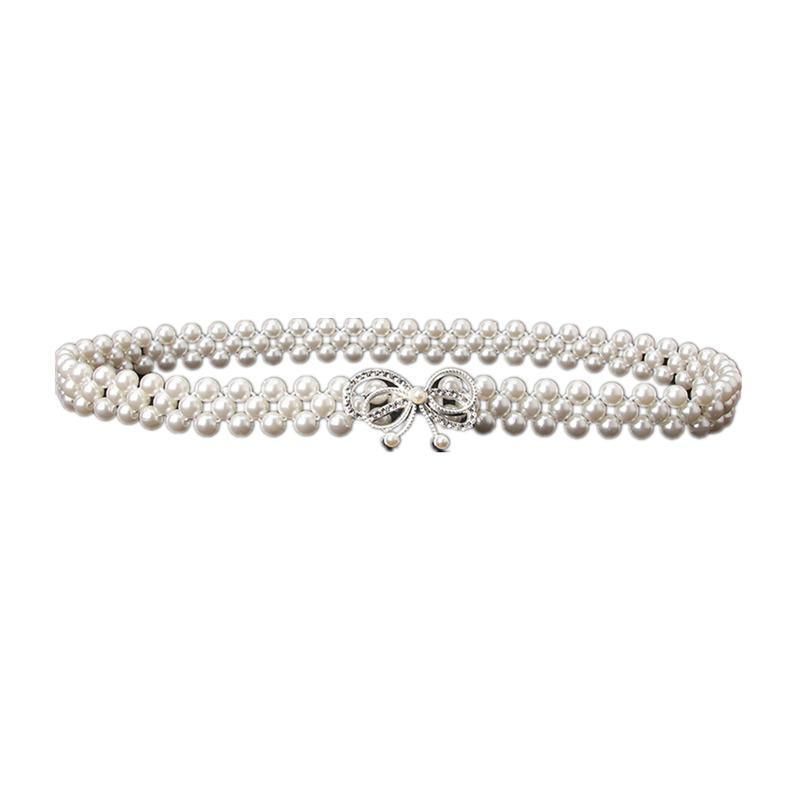Women's Bead Chain Belt Pearl Waist Chain Dress Decorative Belt Waistband 8C - 8135