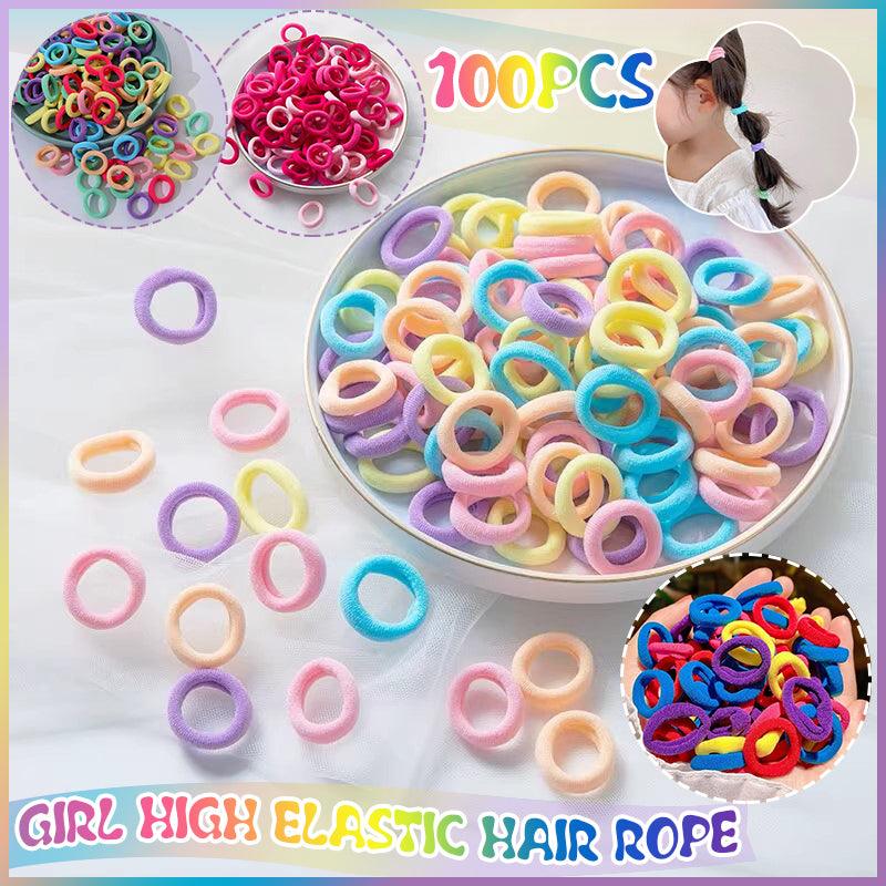 100PCS Colorful Elastic Hair Ties for Girl Ponytails High Stretch Hair Bands Set - Spring