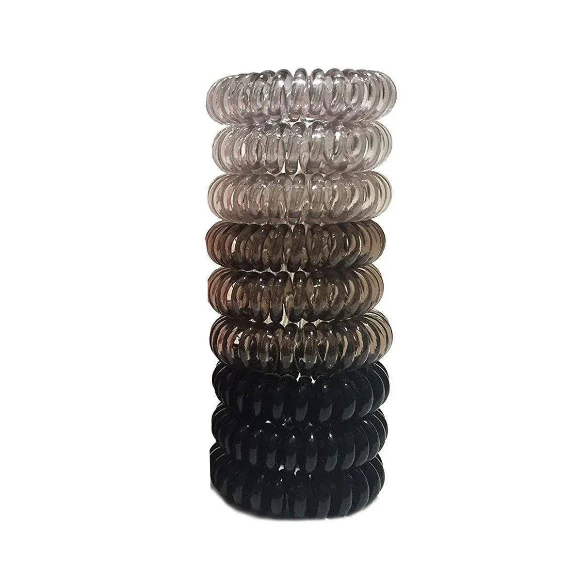 Women Telephone Wire Rubber Bands Stretchy Non-mark Coil Ropes Solid Hair Ties - Black