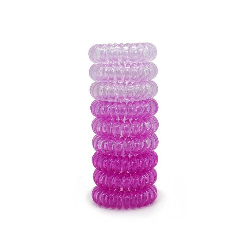 Women Telephone Wire Rubber Bands Stretchy Non-mark Coil Ropes Solid Hair Ties - Purple