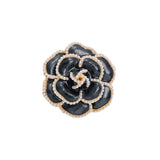 Women Enamel Camellia Fashion Rose Flower Brooch Alloy Pearl Coat Brooch Gift - Black