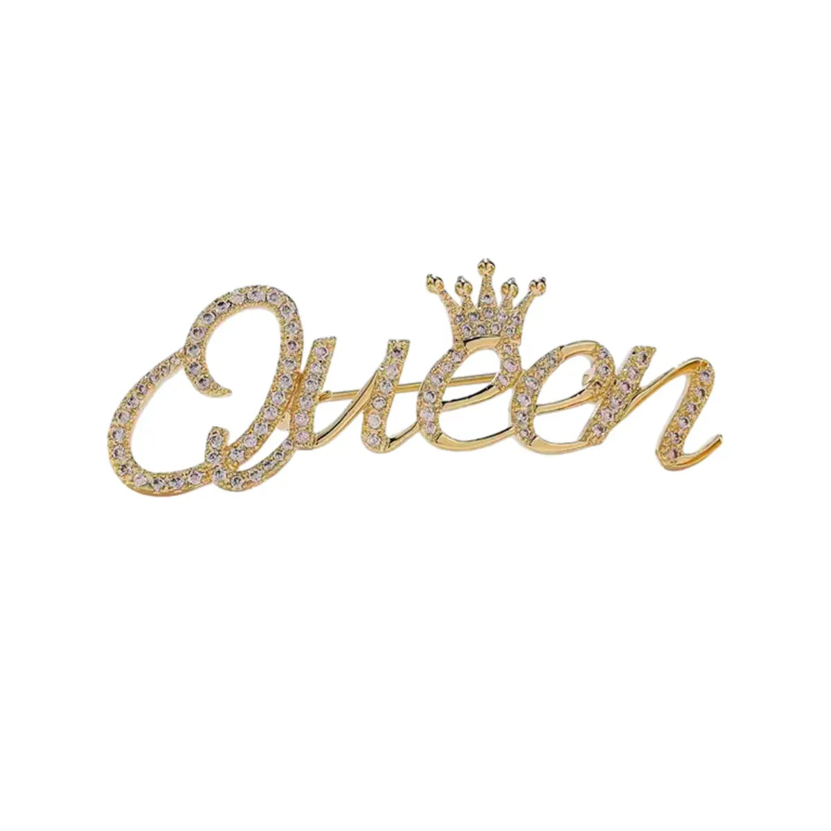Rhinestone Queen Crown Brooch Alloy Pin Silver Gold for Clothing Accessories - Gold