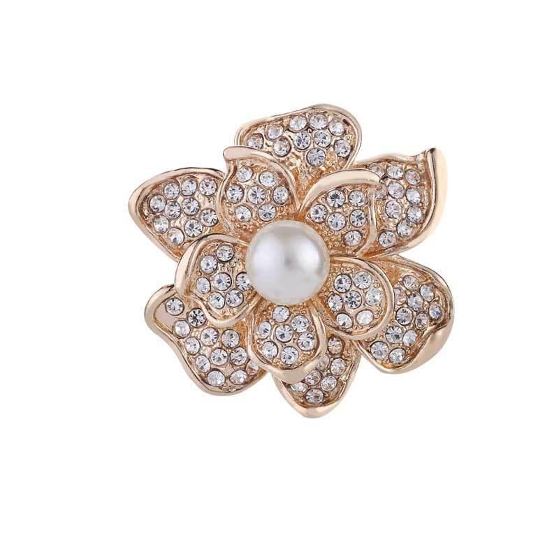 Fashion Women Crystal Simulated Pearl Brooch Pin Wedding Party Jewelry Decor - B07013
