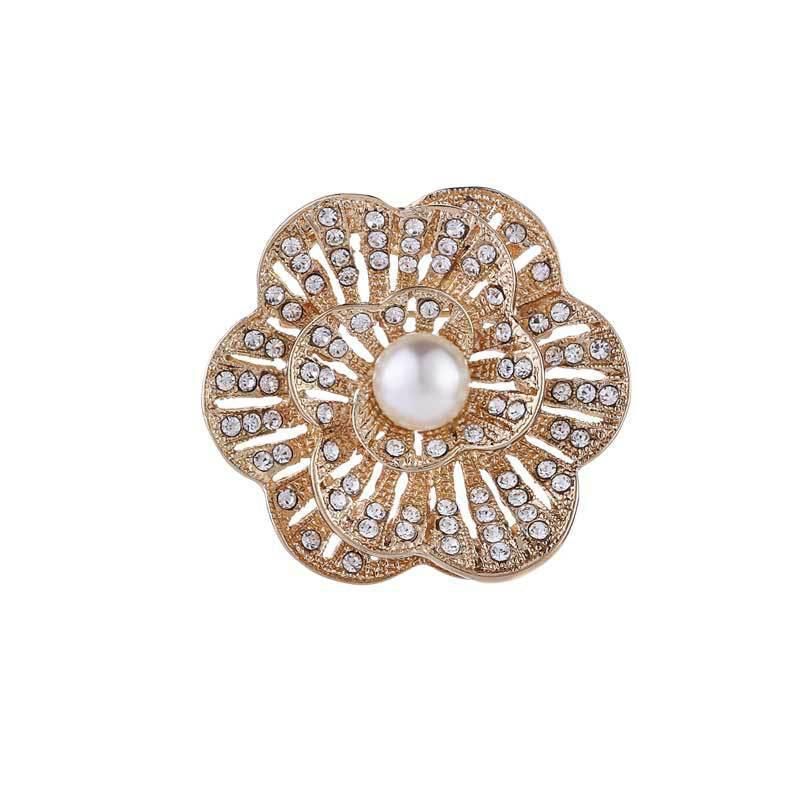 Fashion Women Crystal Simulated Pearl Brooch Pin Wedding Party Jewelry Decor - B07008