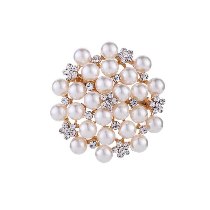 Fashion Women Crystal Simulated Pearl Brooch Pin Wedding Party Jewelry Decor - B07012