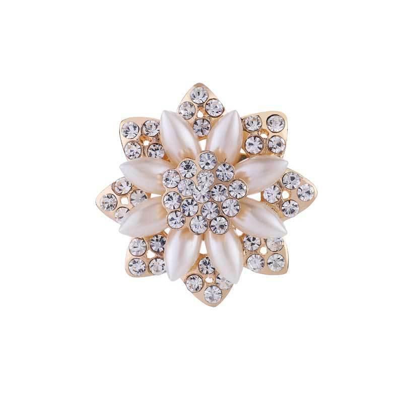 Fashion Women Crystal Simulated Pearl Brooch Pin Wedding Party Jewelry Decor - B07010