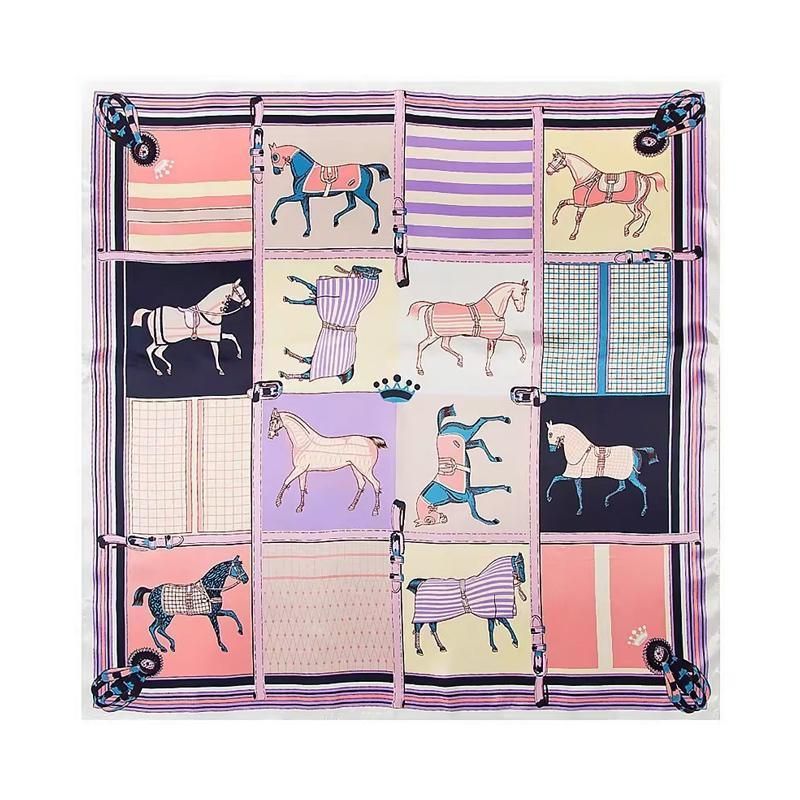 90x90cm Women Silk Satin Wrap Professional Lady Summer Beach Large Square Scarf - Purple