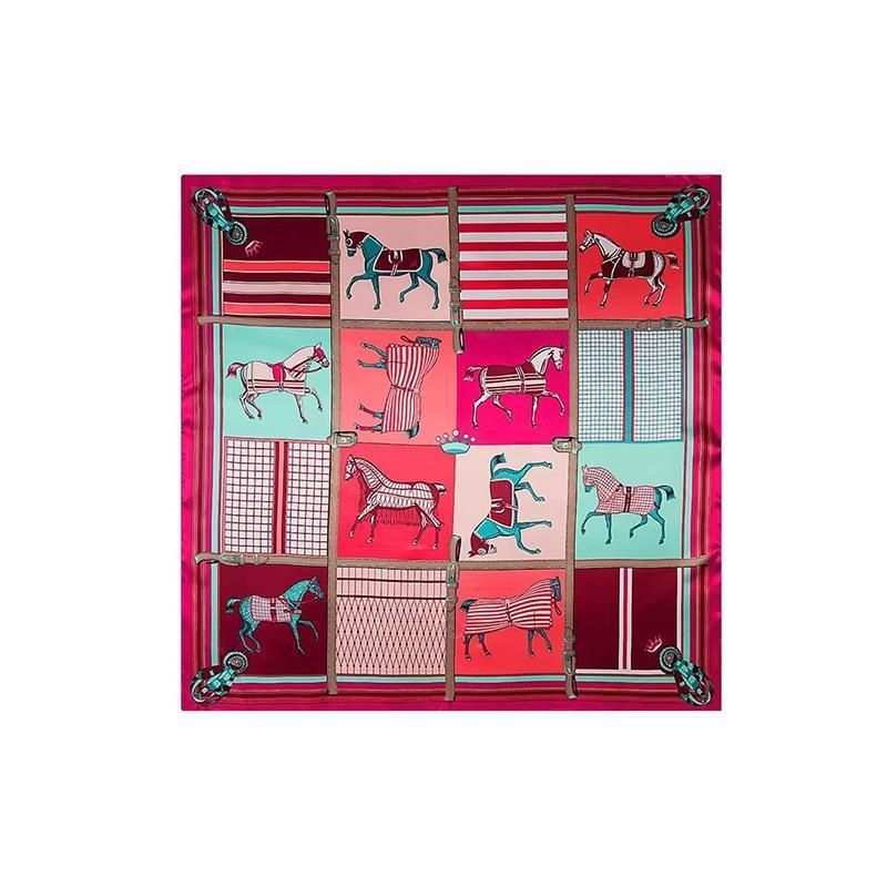 90x90cm Women Silk Satin Wrap Professional Lady Summer Beach Large Square Scarf - Rose Red