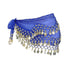 1X 3Rows Belly Dance Dancing Hip Scarf Belt Chain Skirt Golden Tone 98 Coin Bead - Blue
