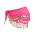 1X 3Rows Belly Dance Dancing Hip Scarf Belt Chain Skirt Golden Tone 98 Coin Bead - Rose Red