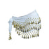1X 3Rows Belly Dance Dancing Hip Scarf Belt Chain Skirt Golden Tone 98 Coin Bead - White