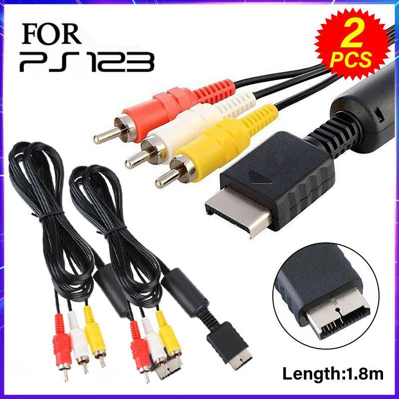 2PCS 1.8M RCA AV Cable for Sony PlayStation PS1 PS2 PS3 Audio Video Cord