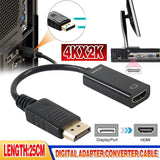 4K 30Hz DP to HDMI Adapter Cable 25cm Displayport Converter for Monitor Projector