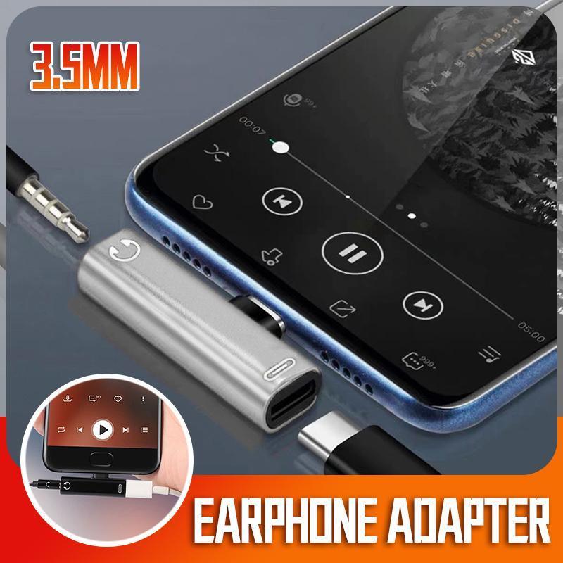 Up to 2 Type C to 3.5mm Audio Headphone Connector Earphone Adapter Aux Jack - Silver