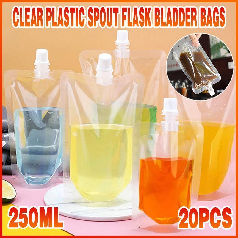 20Pcs 250ml Clear Spout Pouch Bags Leakproof Reusable Drink Packaging