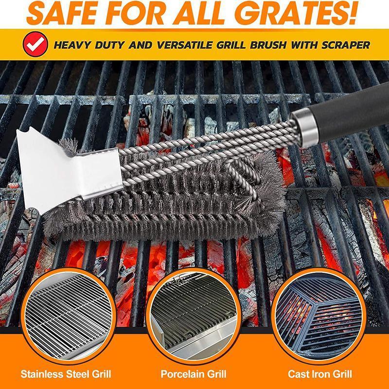Grill Brush and Scraper 18 Inch Stainless Steel Barbecue Cleaning Brush Wire Bri