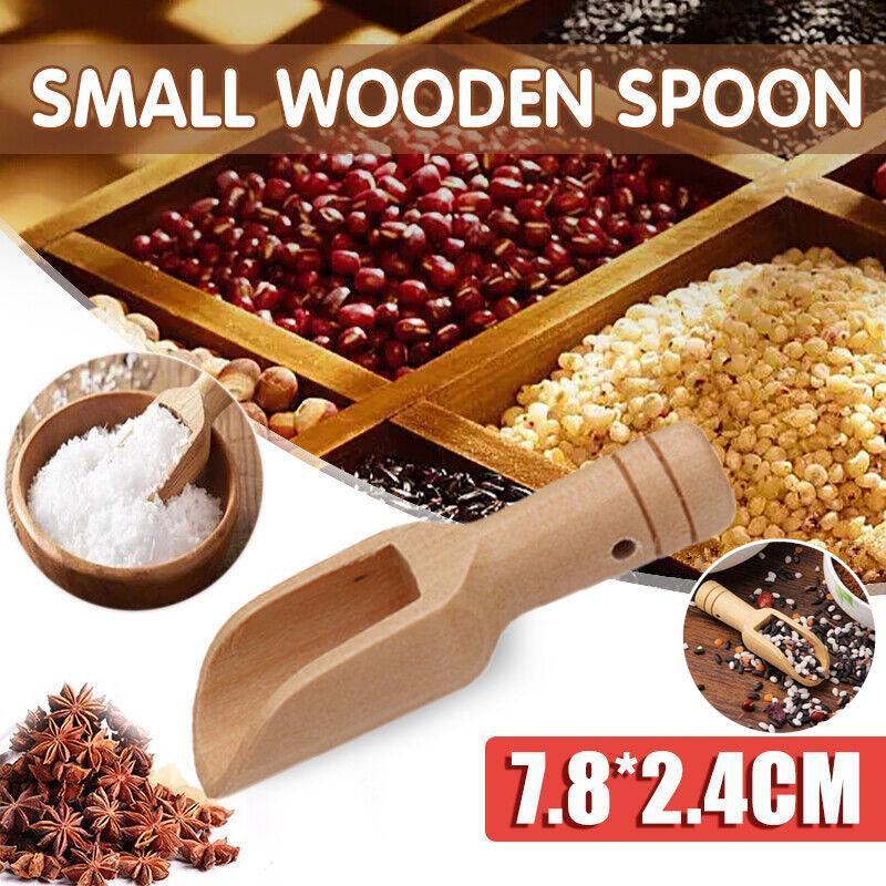 1/2/4/10 Pcs Mini Wooden Scoop Kitchen Spoon for Salt Sugar & Coffee - 1PC