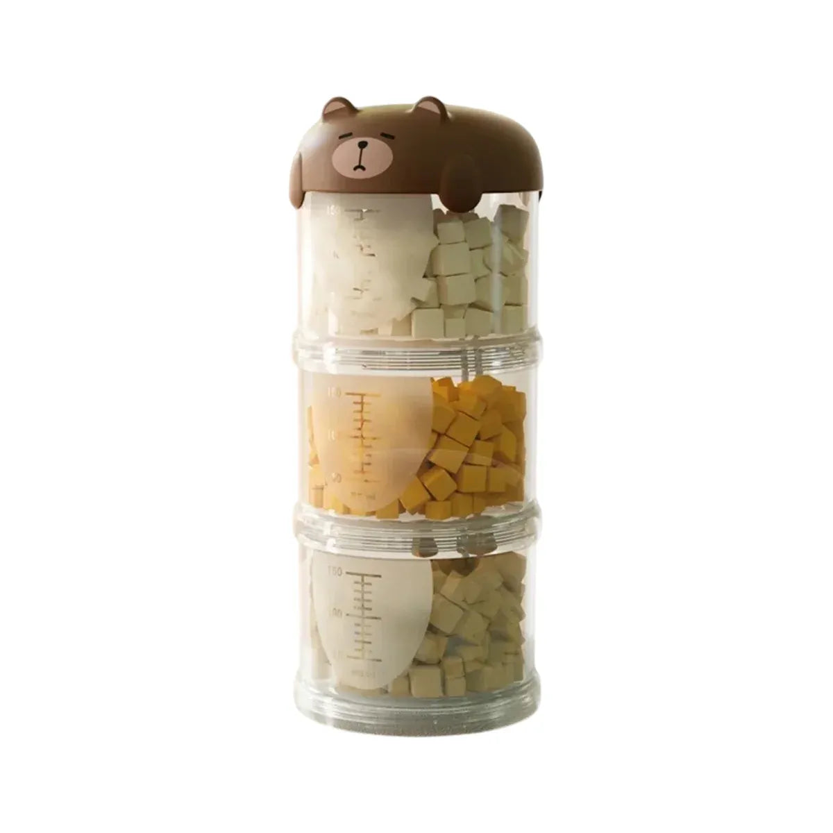 3-Tier Portable Pet Food Storage Container - Stackable Snack Bucket Bear Lid - Coffee