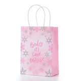 30pcs Pink Romantic Flower Tote Bag Cowhide Paper Elegant Design Gift Bag - Snowflake