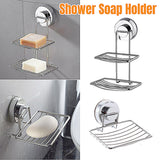 Shower Bar Holder Suction Basket Wall Mounted Stainless Steel Bathroom Soap Dish - Double Layer