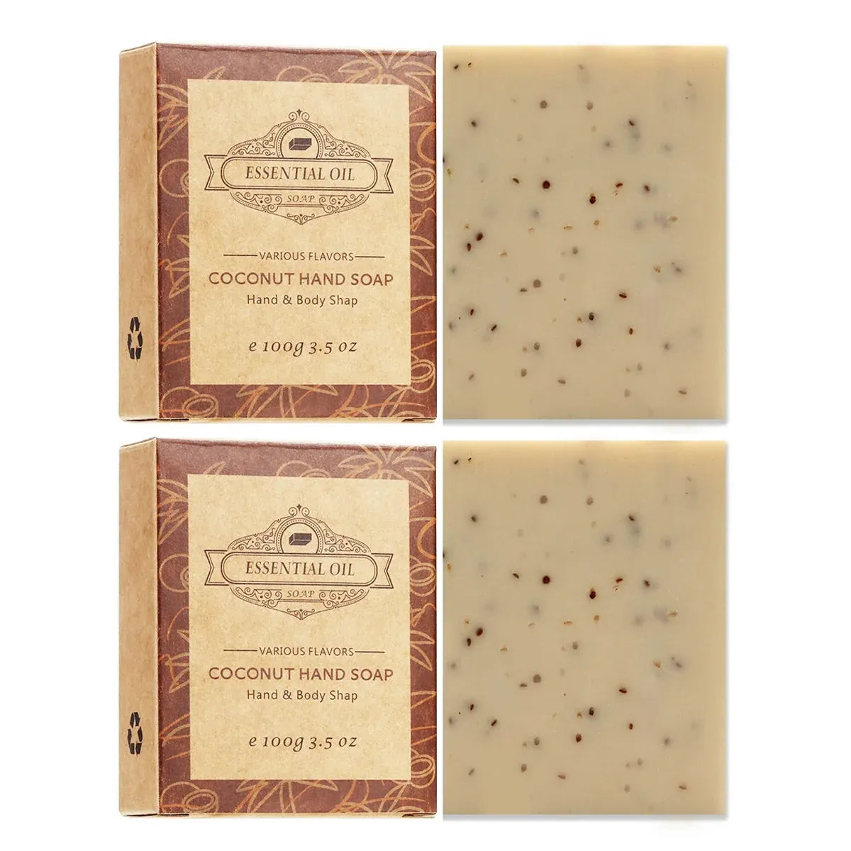 2PCS Seaweed Scrub Body Soap Bar with Granules Exfoliating Bath Cleanser Gift - Coconut-2PCS