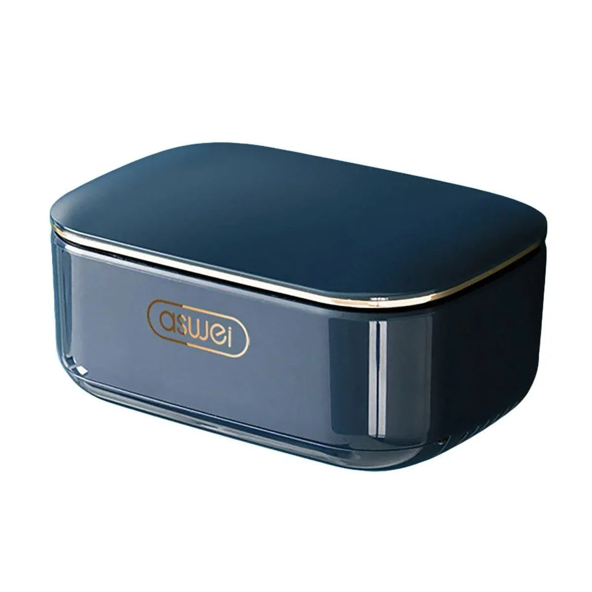 Household Wall Mounted Soap Box With Lid Drainage Non Punch Bathroom Storage Box - Blue