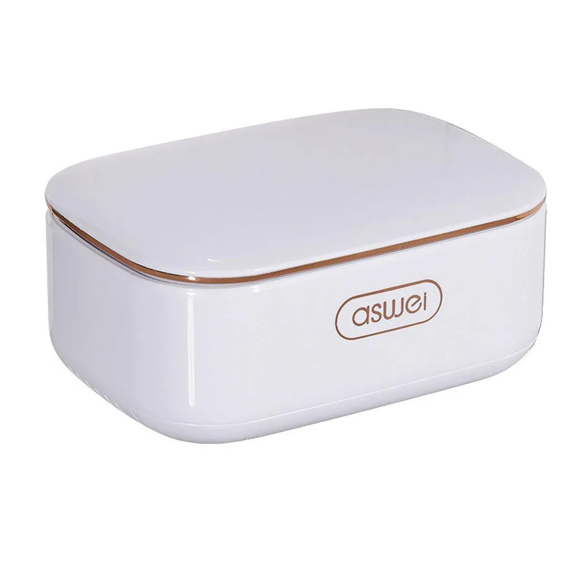 Household Wall Mounted Soap Box With Lid Drainage Non Punch Bathroom Storage Box - White