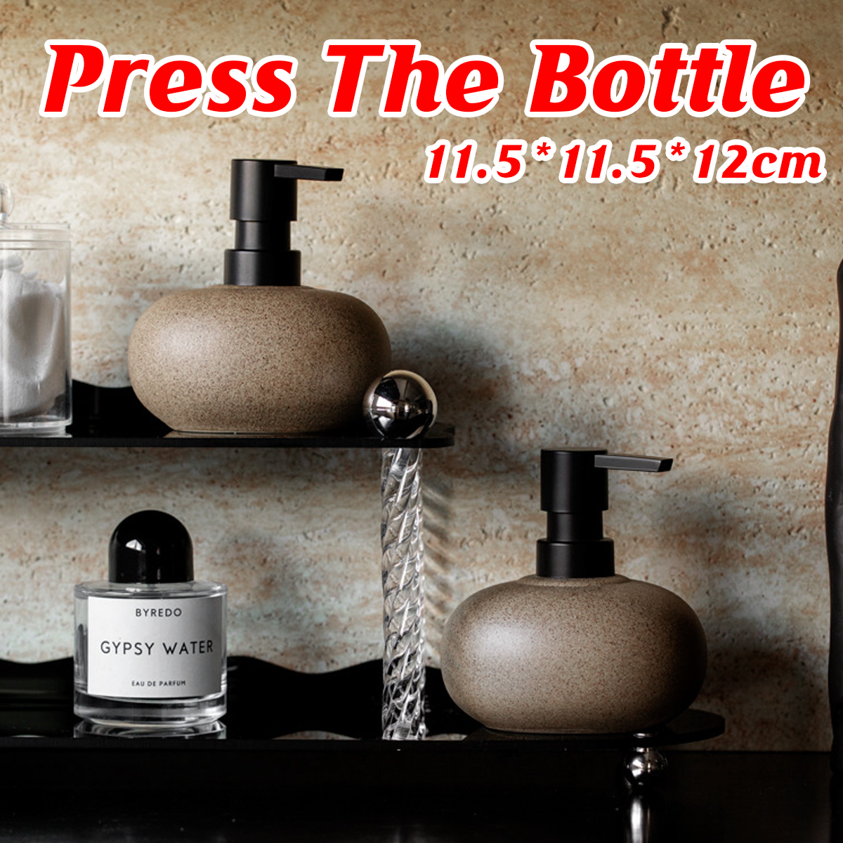 Reusable Ceramic Pump Bottle For Shampoo Lotion Soap Conditioner Travel Set
