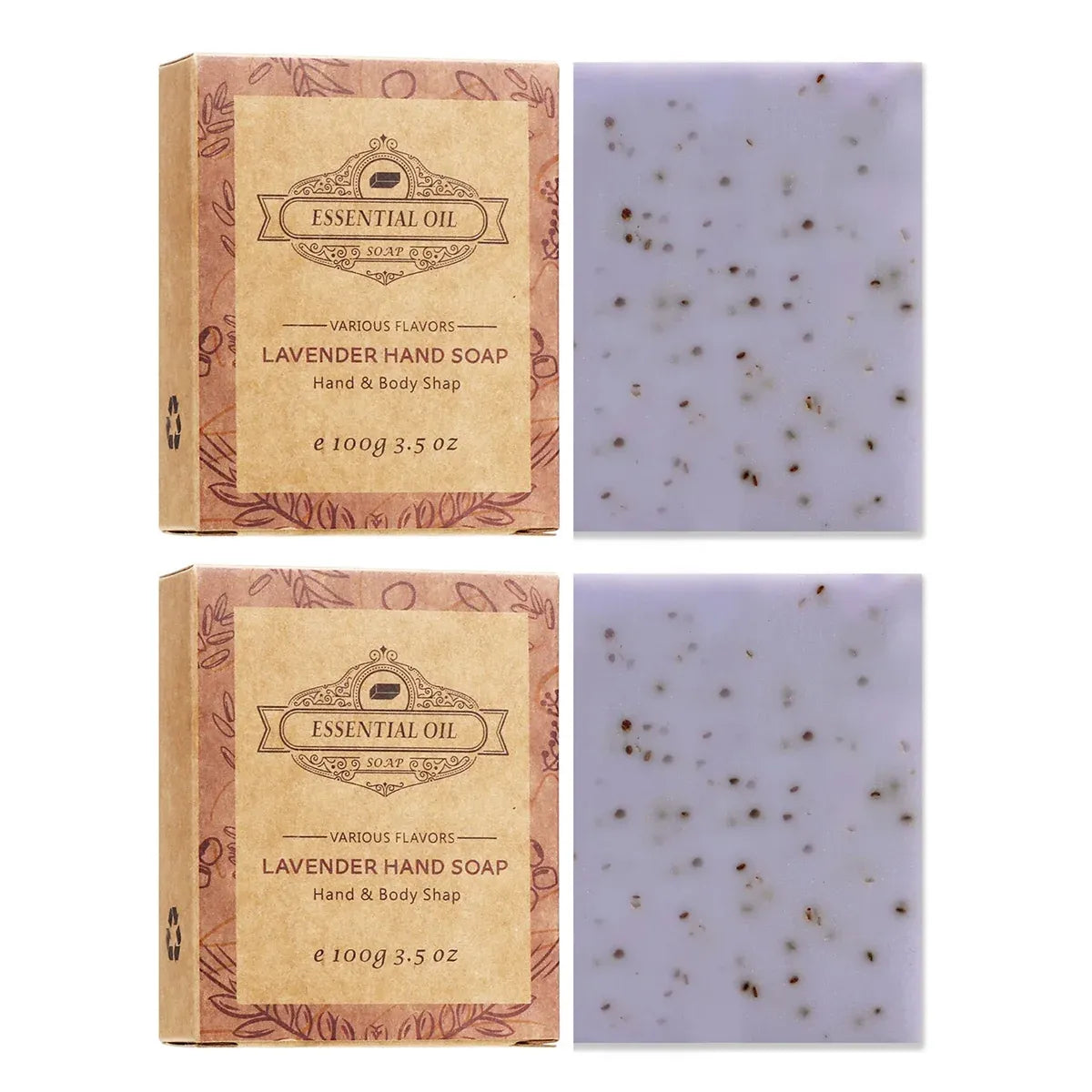 2PCS Seaweed Scrub Body Soap Bar with Granules Exfoliating Bath Cleanser Gift - Lavender-2PCS