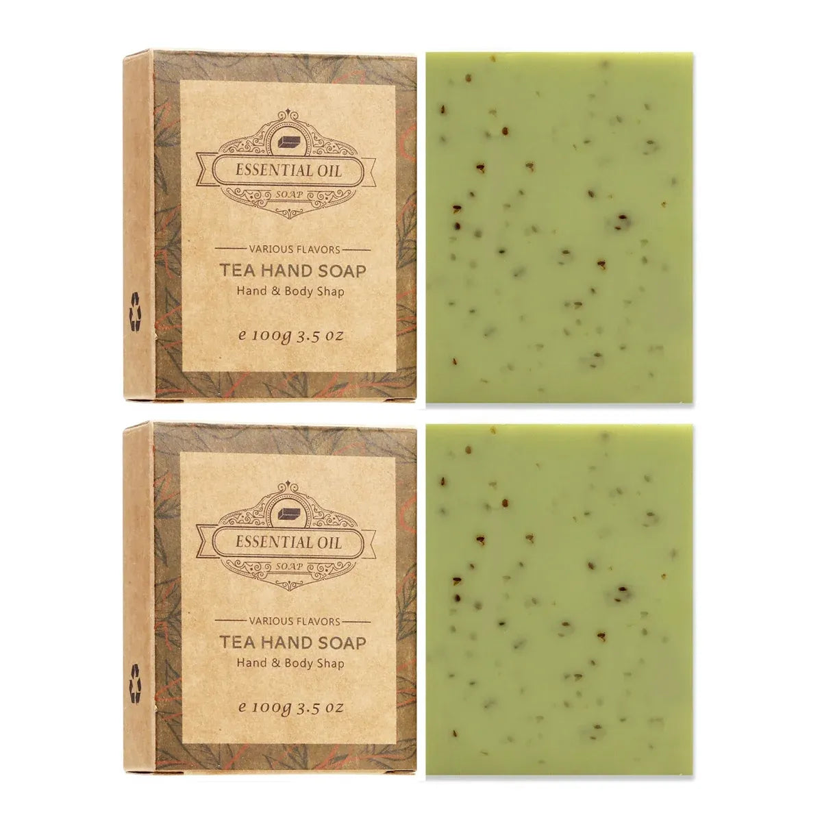 2PCS Seaweed Scrub Body Soap Bar with Granules Exfoliating Bath Cleanser Gift - Tea-2PCS